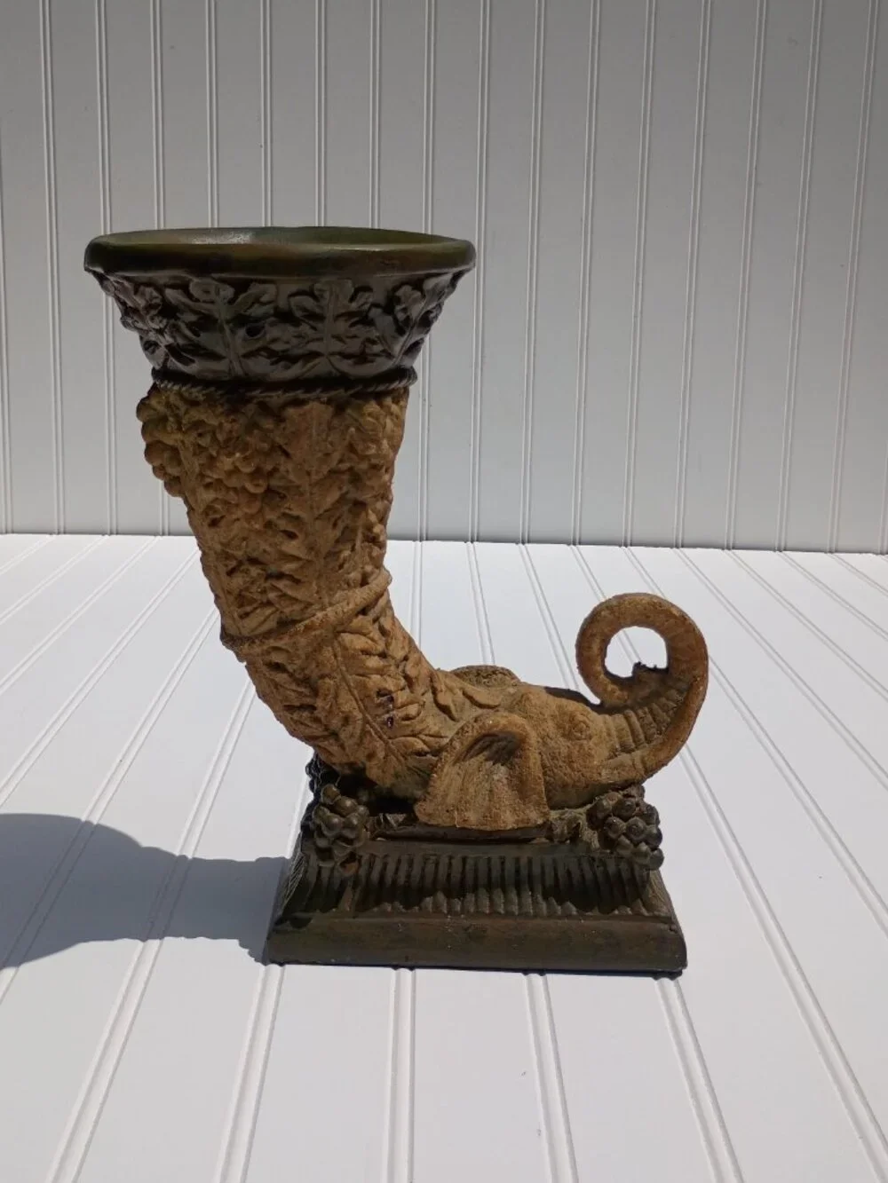 Vintage Cornucopia Elephant Planter Decorative Tabletop Horn of Plenty Vase 11
